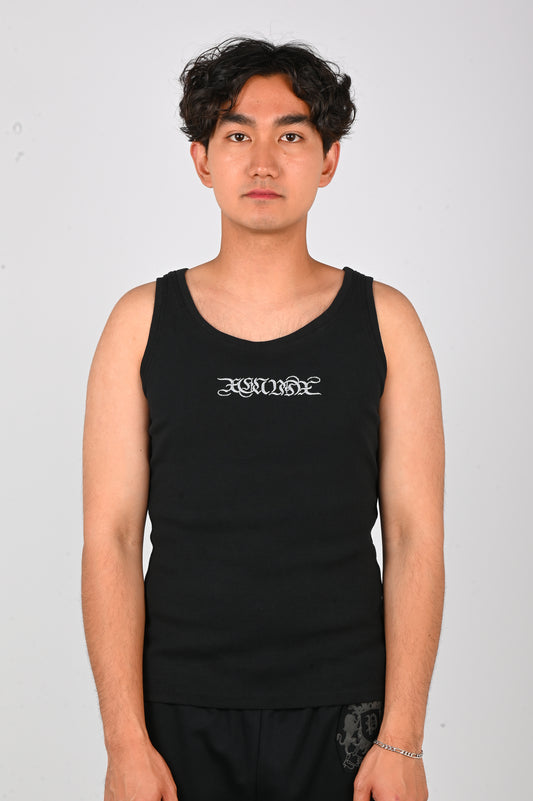 Posture Embroidered Tank in Black