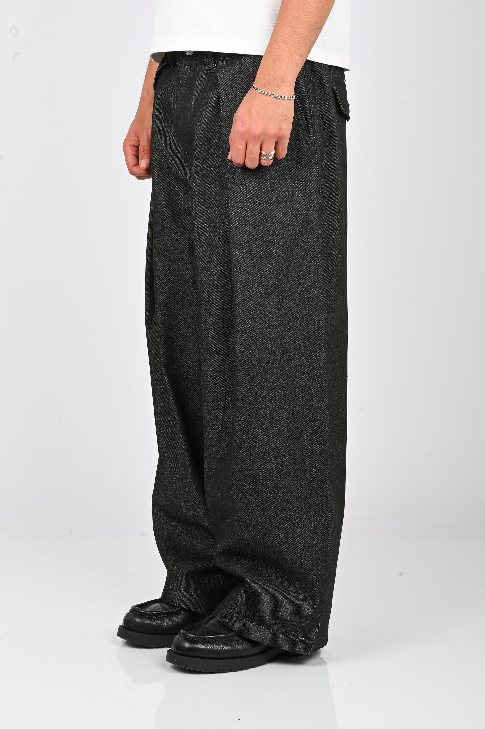 Checks 'Hakama' Pants in Black Denim