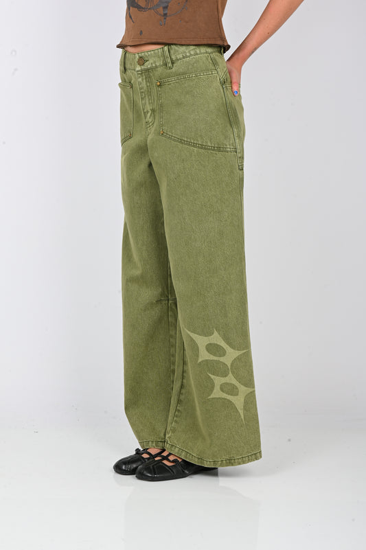 Arthur 'Slouchy' Spike Jeans in Swamp