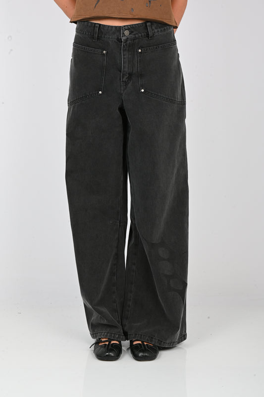 Arthur 'Slouchy' Spike Jeans in Worn Black