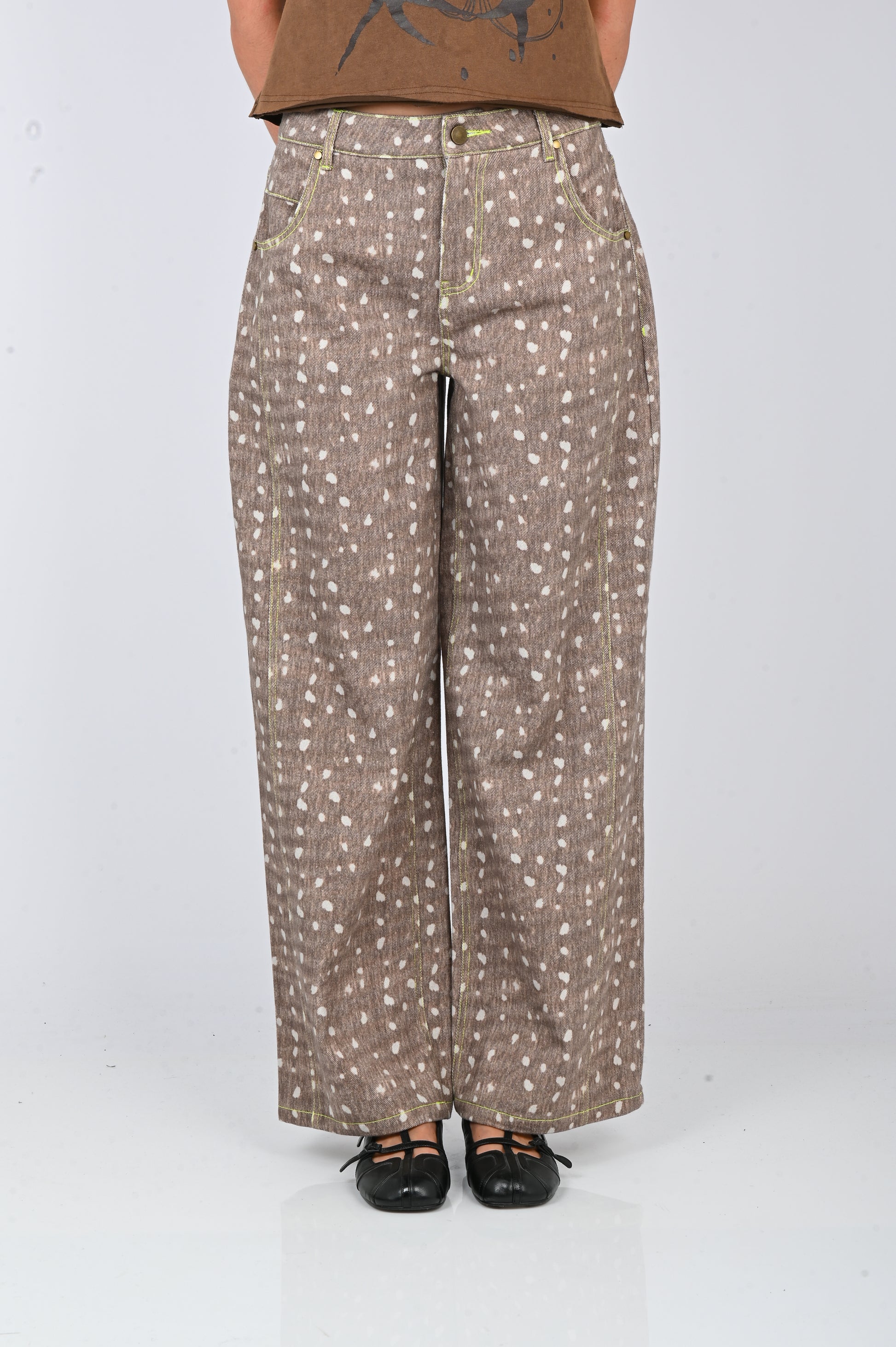 Arthur Straight Leg Jeans in Tan Spots