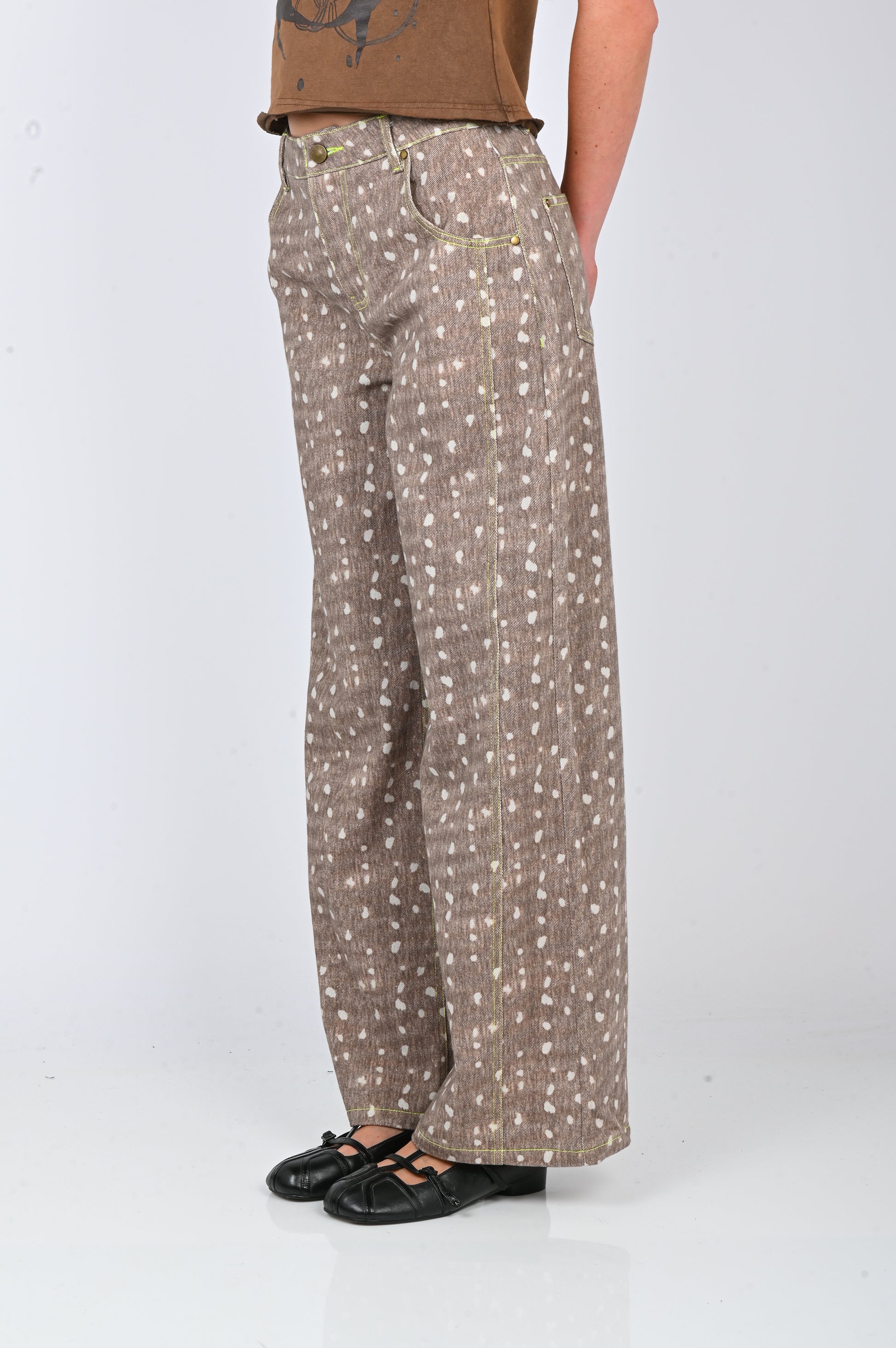 Arthur Straight Leg Jeans in Tan Spots