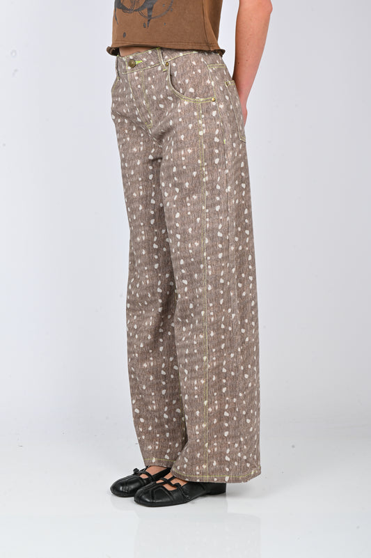 Arthur Straight Leg Jeans in Tan Spots