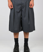 Checks 'Hakama' Shorts in Charcoal Wool