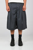 Checks 'Hakama' Shorts in Charcoal Wool