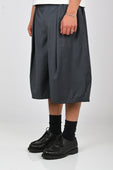 Checks 'Hakama' Shorts in Charcoal Wool