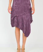 Arthur Frayed Hem Sliced Skirt in Purple Rose