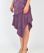 Arthur Frayed Hem Sliced Skirt in Purple Rose