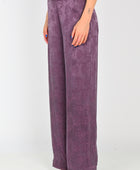 Arthur Frayed Hem Sliced Straight Let Pant in Purple Rose