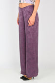 Arthur Frayed Hem Sliced Straight Let Pant in Purple Rose