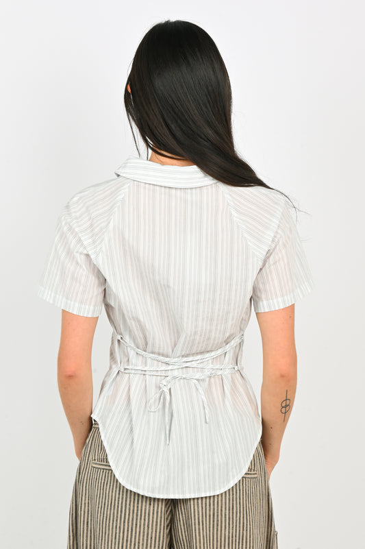 Arthur Oversized SS Shirt in Platinum Butterfly