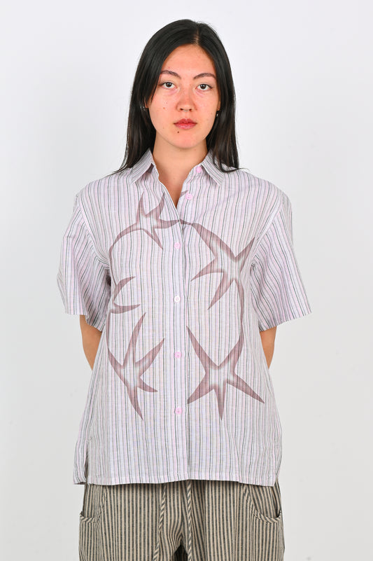 Arthur Oversized SS Shirt in Pink Stripe