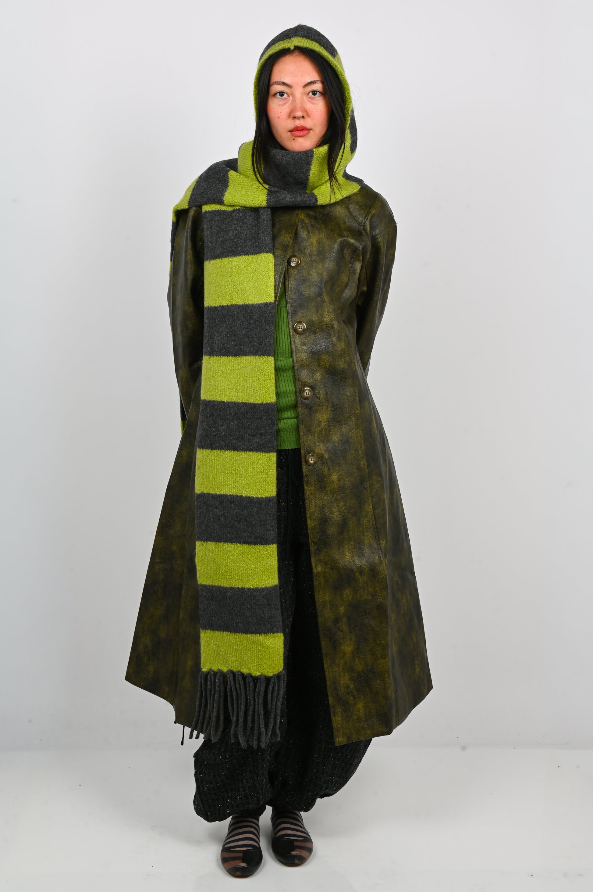 Arthur Apparel Balaclava Scarf in Acid/Grey