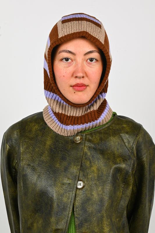 Arthur Apparel Odd Stripe Balaclava in Offset/Bruise