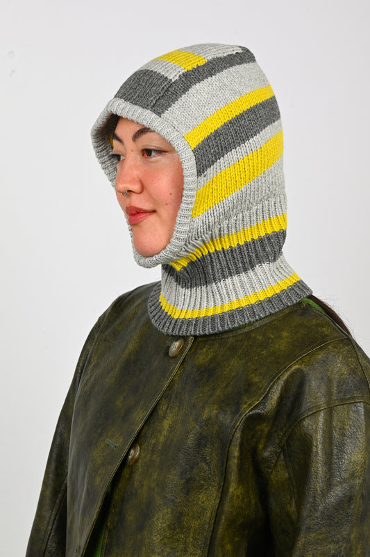 Arthur Apparel Odd Stripe Balaclava in Offset/Grey