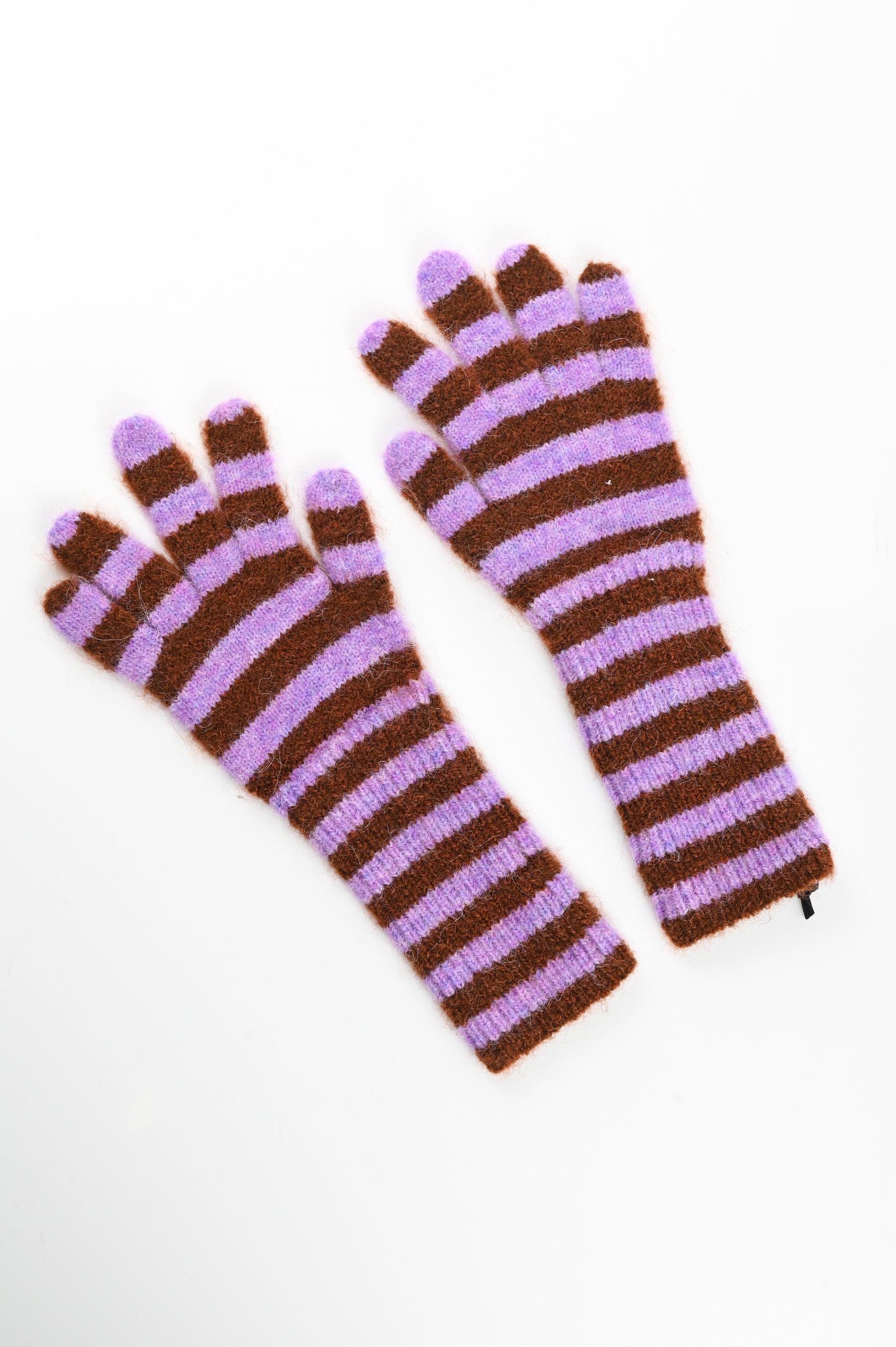 Arthur Apparel Mini Stripe Mittens in Bruise/Brown