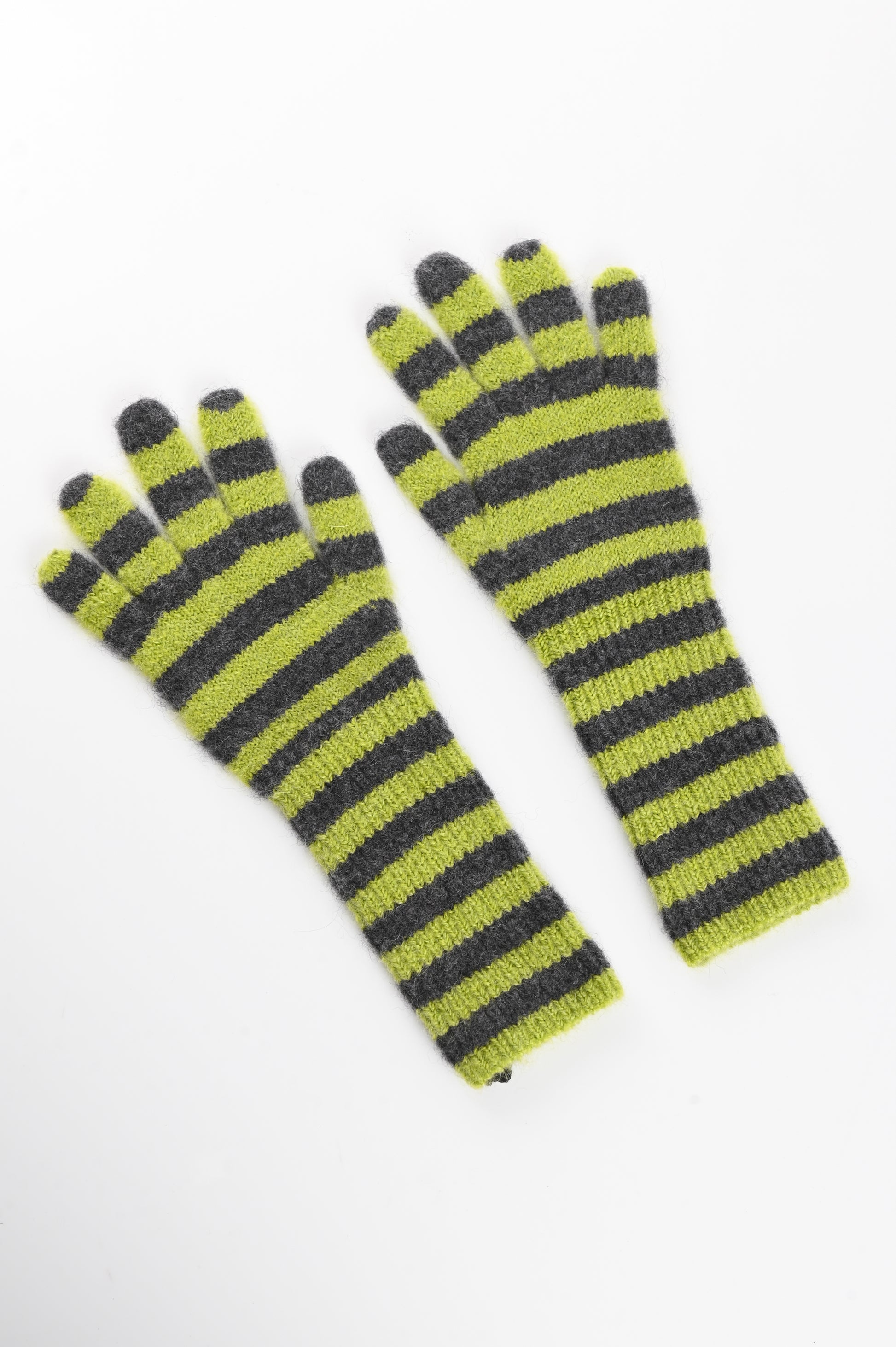 Arthur Apparel Mini Stripe Mittens in Acid/Grey