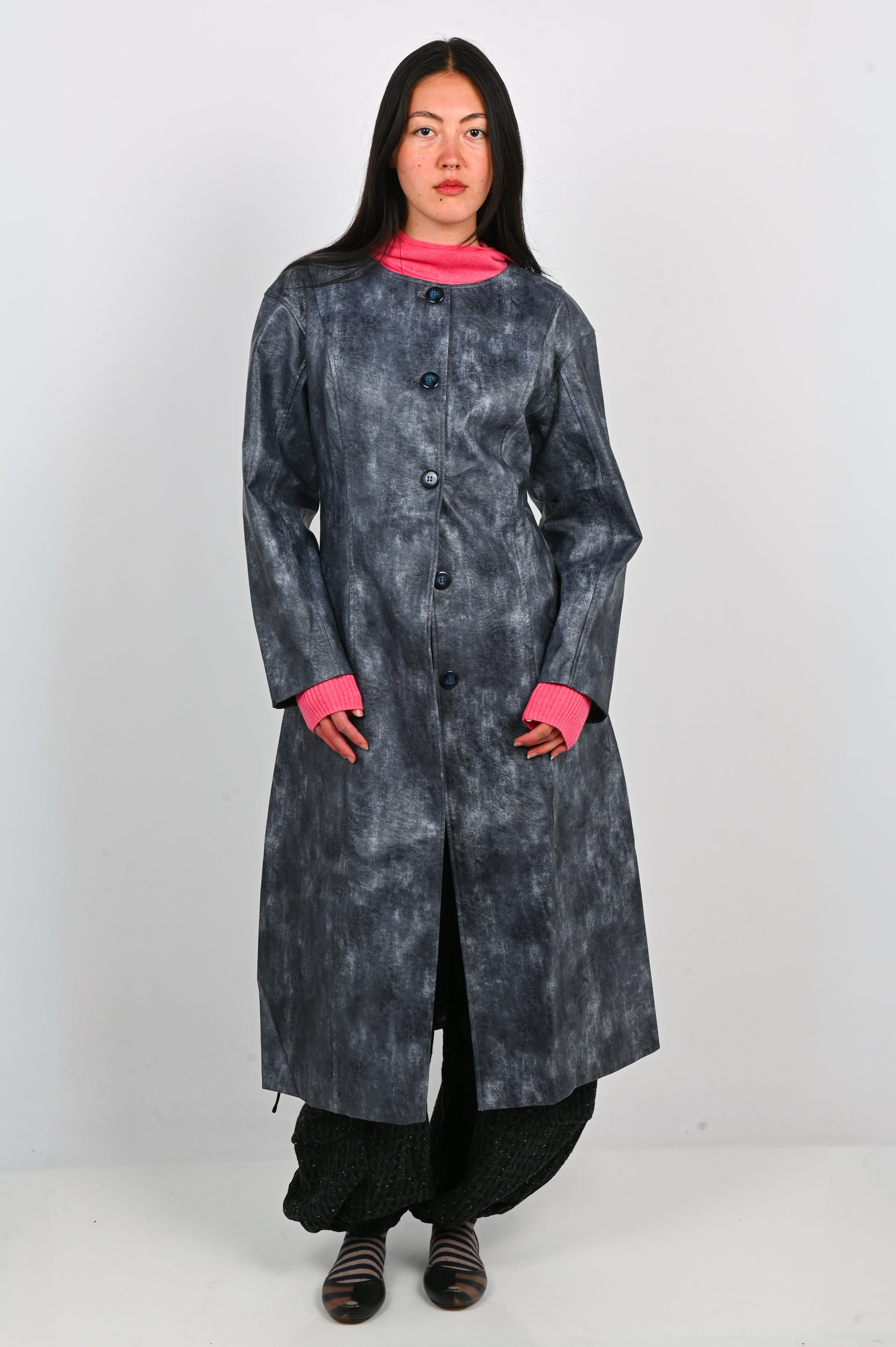 Arthur Structured Vinyl Coat in Smoke