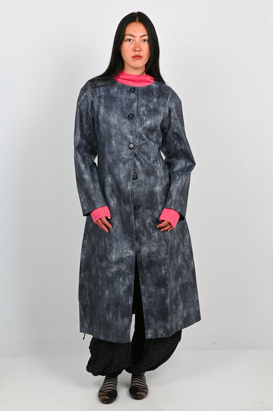 Arthur Structured Vinyl Coat in Smoke