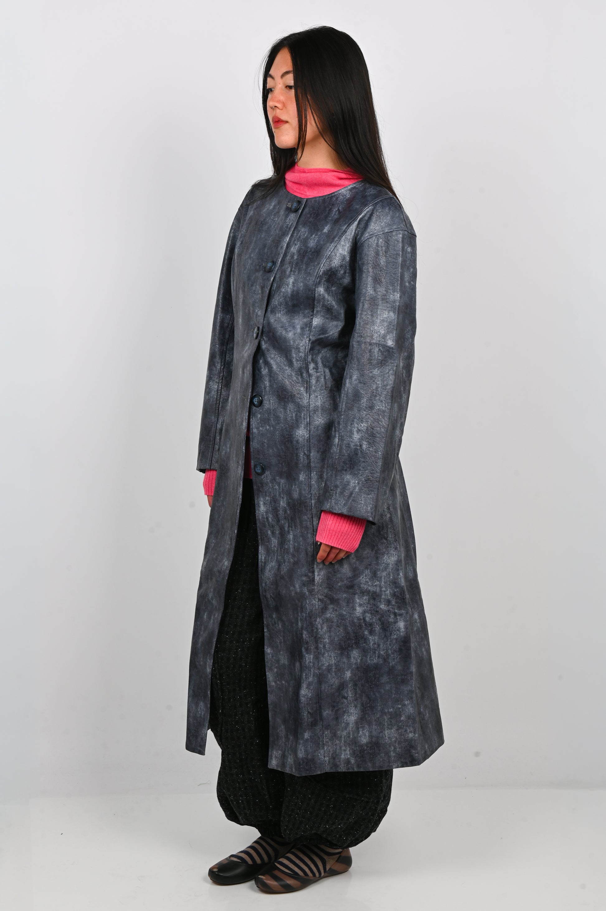 Arthur Structured Vinyl Coat in Smoke