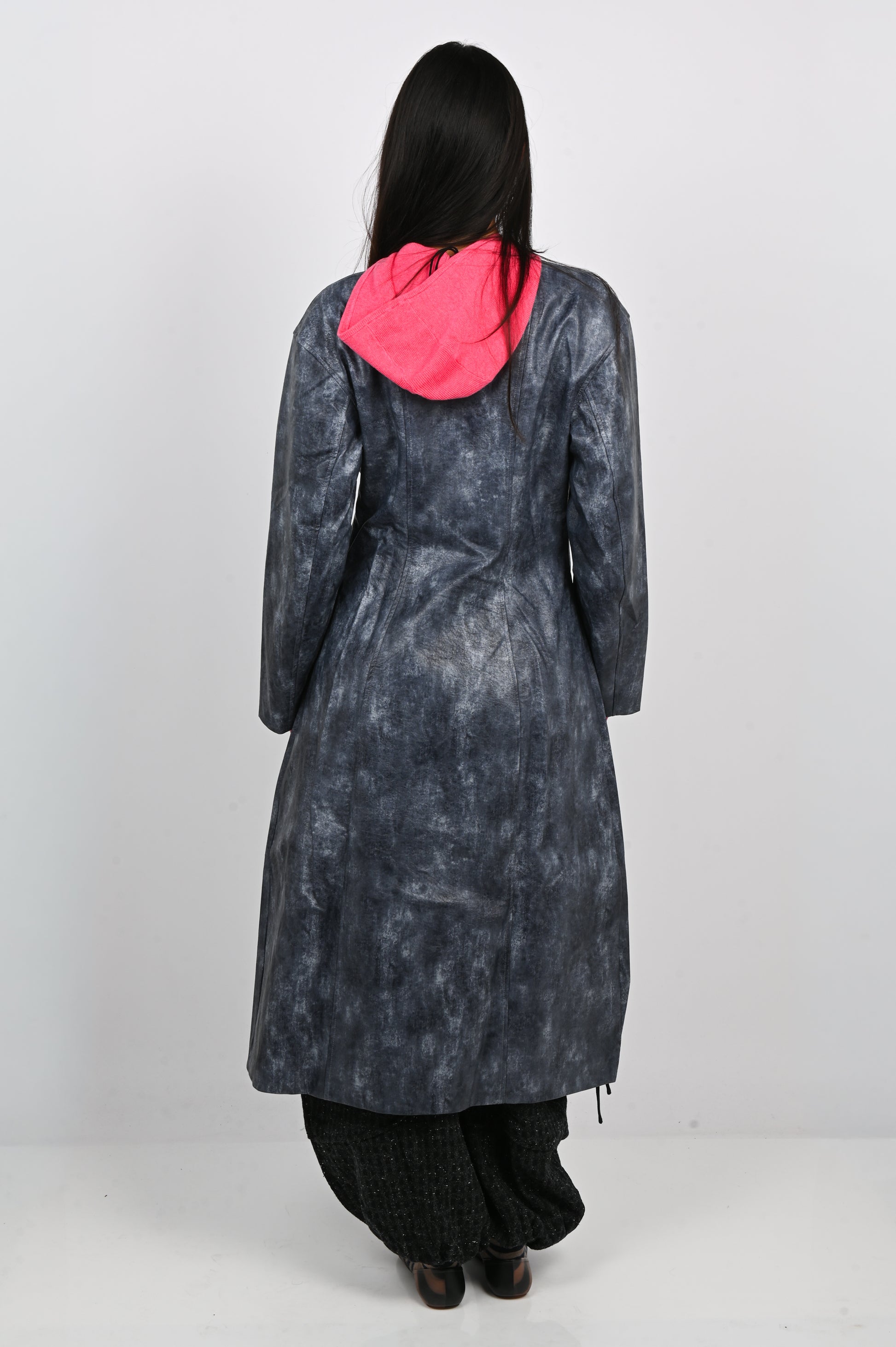 Arthur Structured Vinyl Coat in Smoke