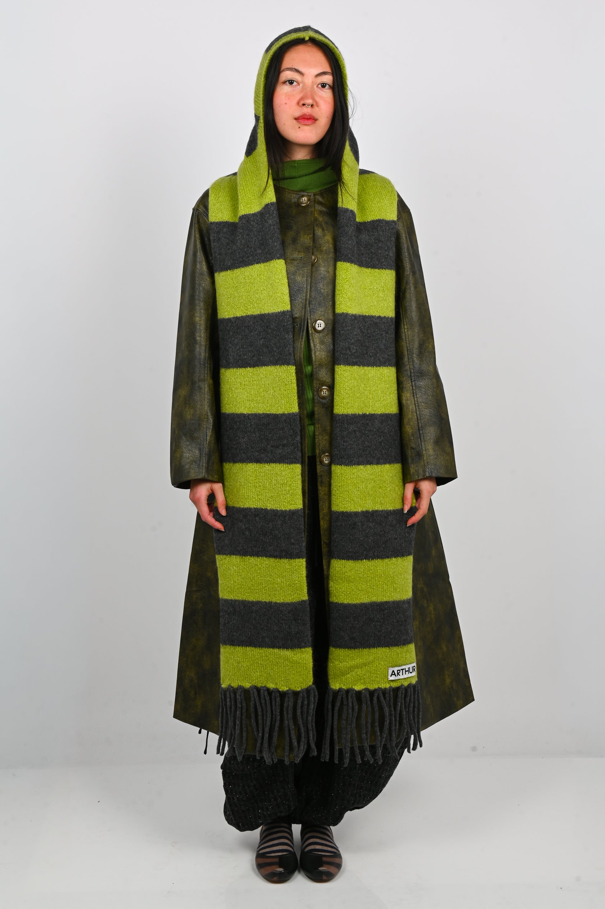 Arthur Apparel Balaclava Scarf in Acid/Grey