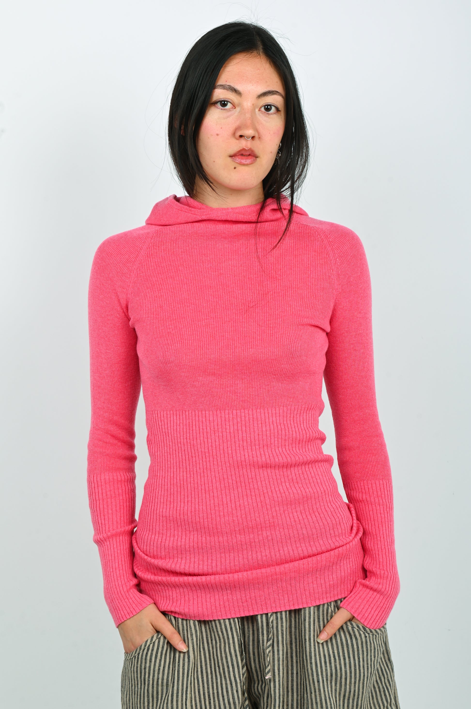 Arthur Hooded Skivvy in Pigment Pink