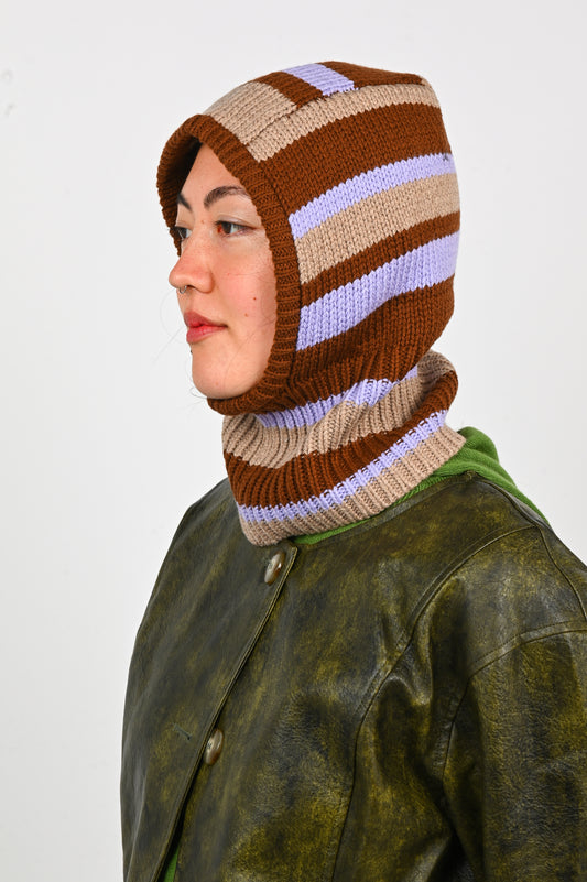 Arthur Apparel Odd Stripe Balaclava in Offset/Bruise