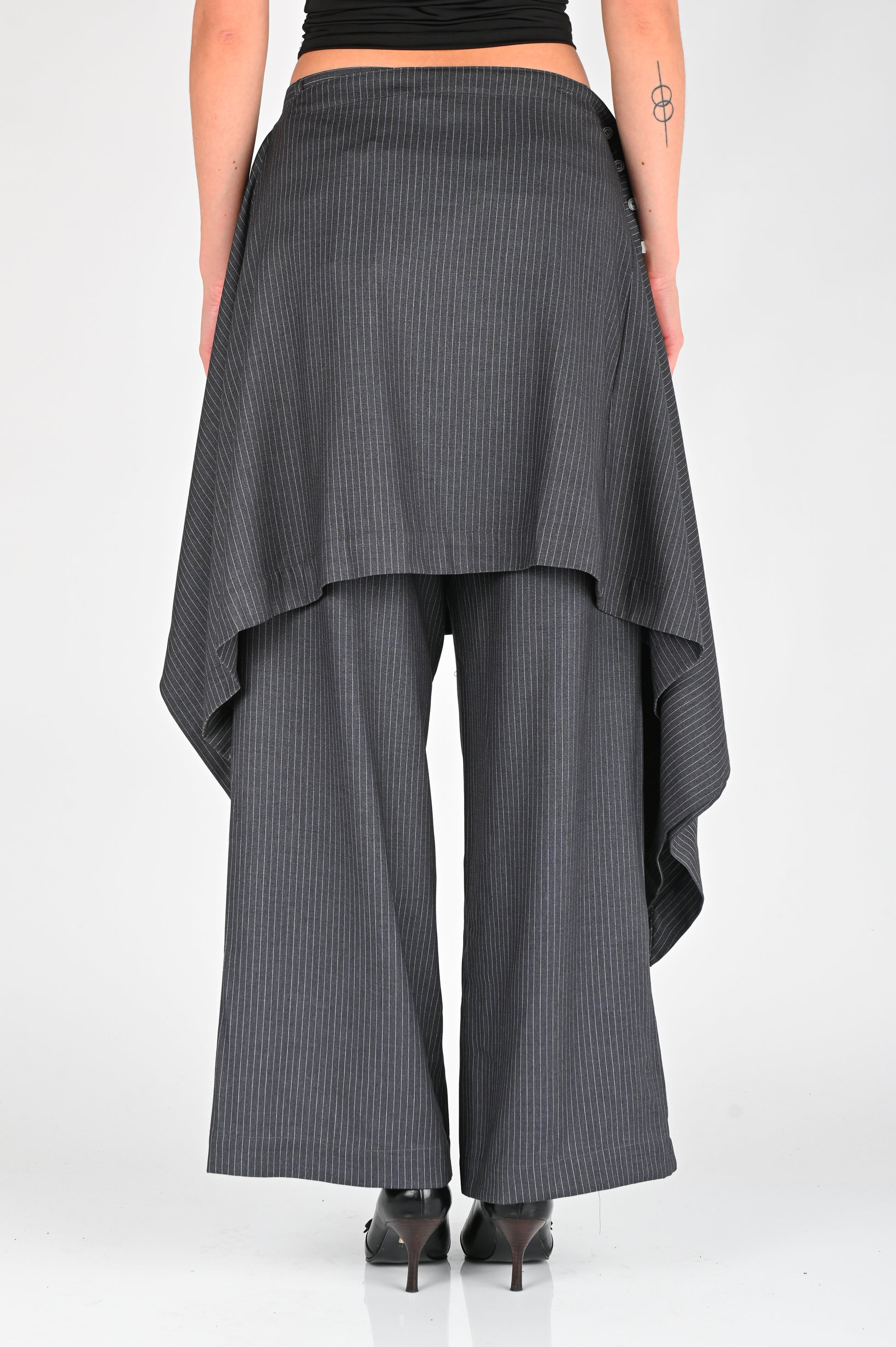 Arthur 'Origami' Skirt in Grey Pinstripe