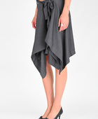 Arthur 'Origami' Skirt in Grey Pinstripe