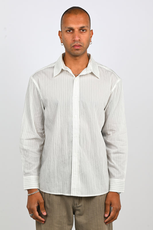 Beach Brains 'Drop' LS Shirt in White Stripe