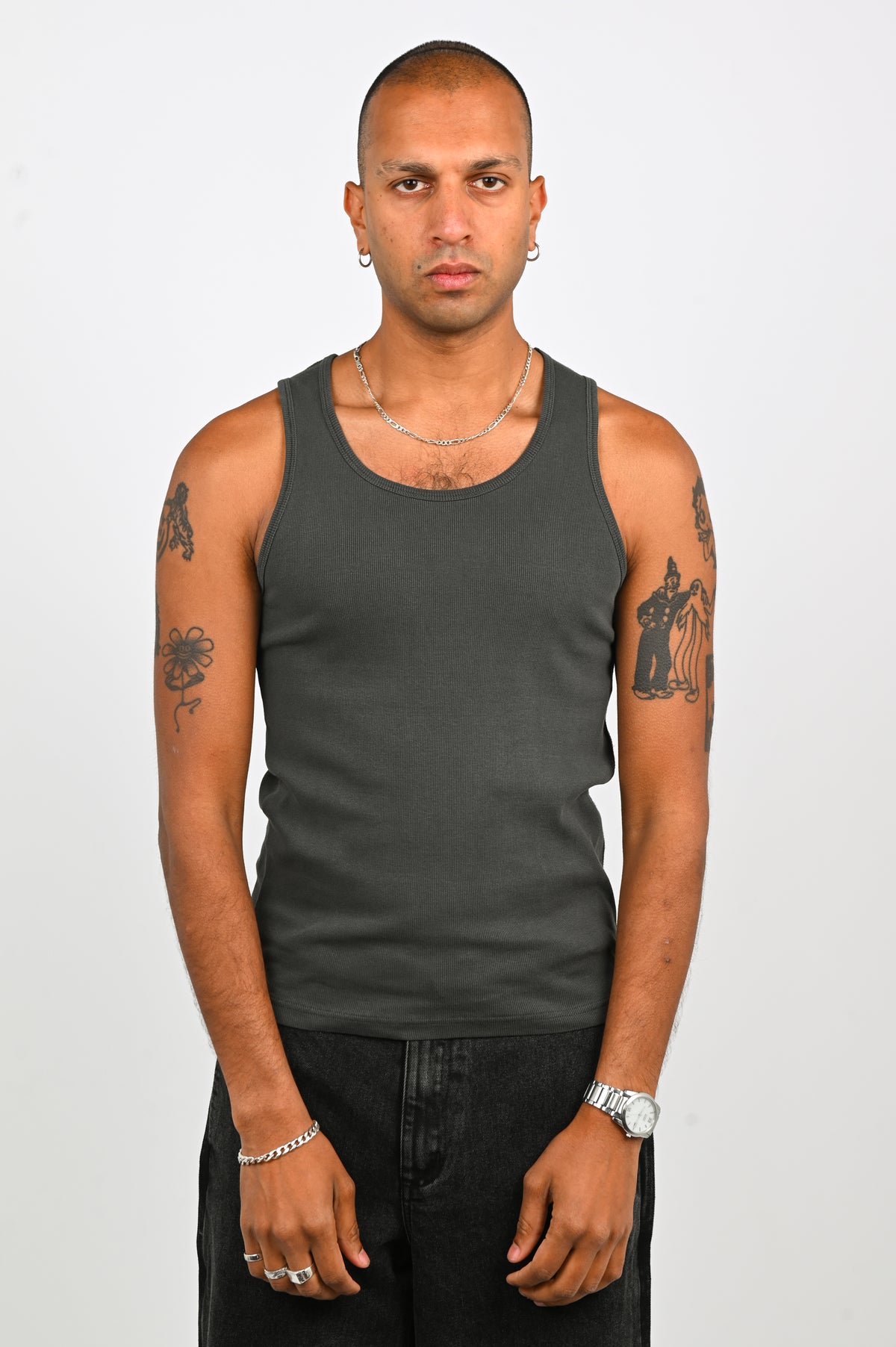 Beach Brains 'Slip' Tank in Charcoal
