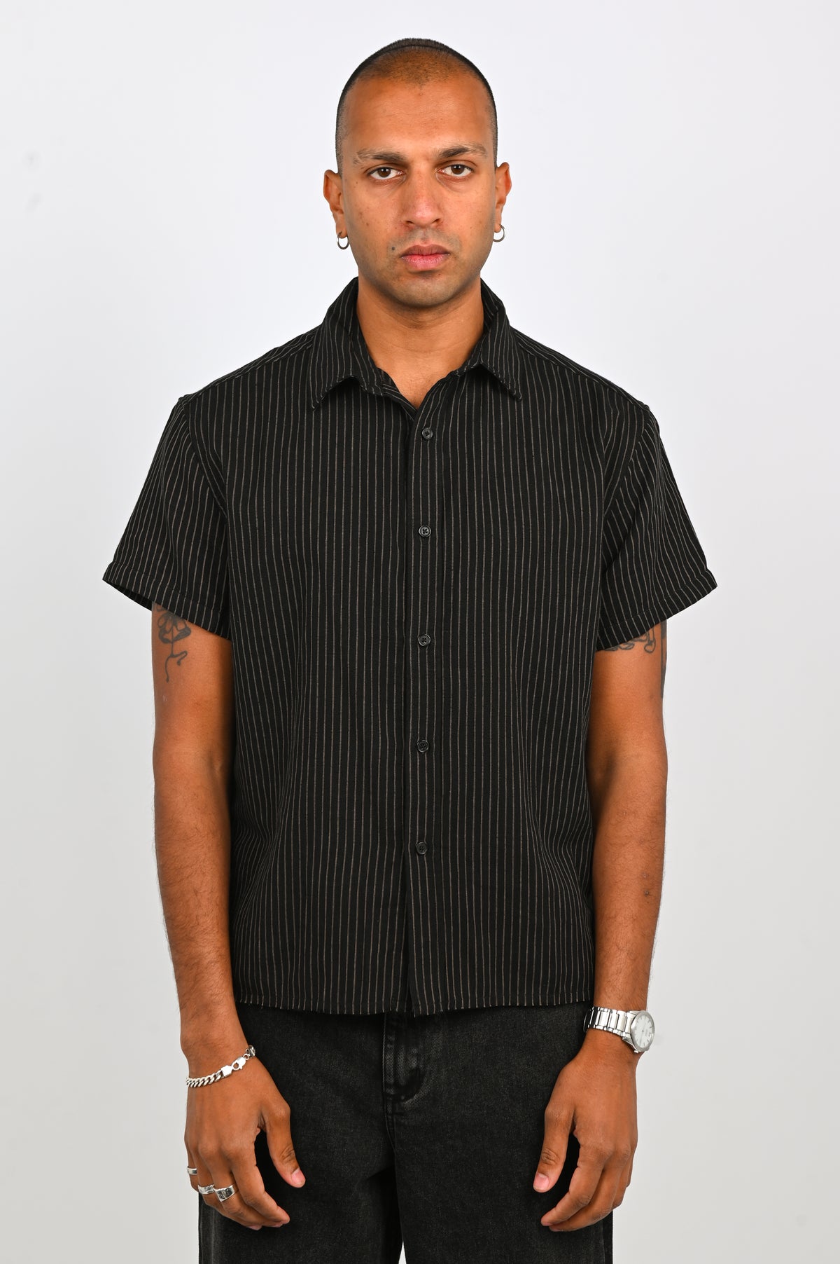 Beach Brains 'Billy' SS Shirt in Tan Stripe