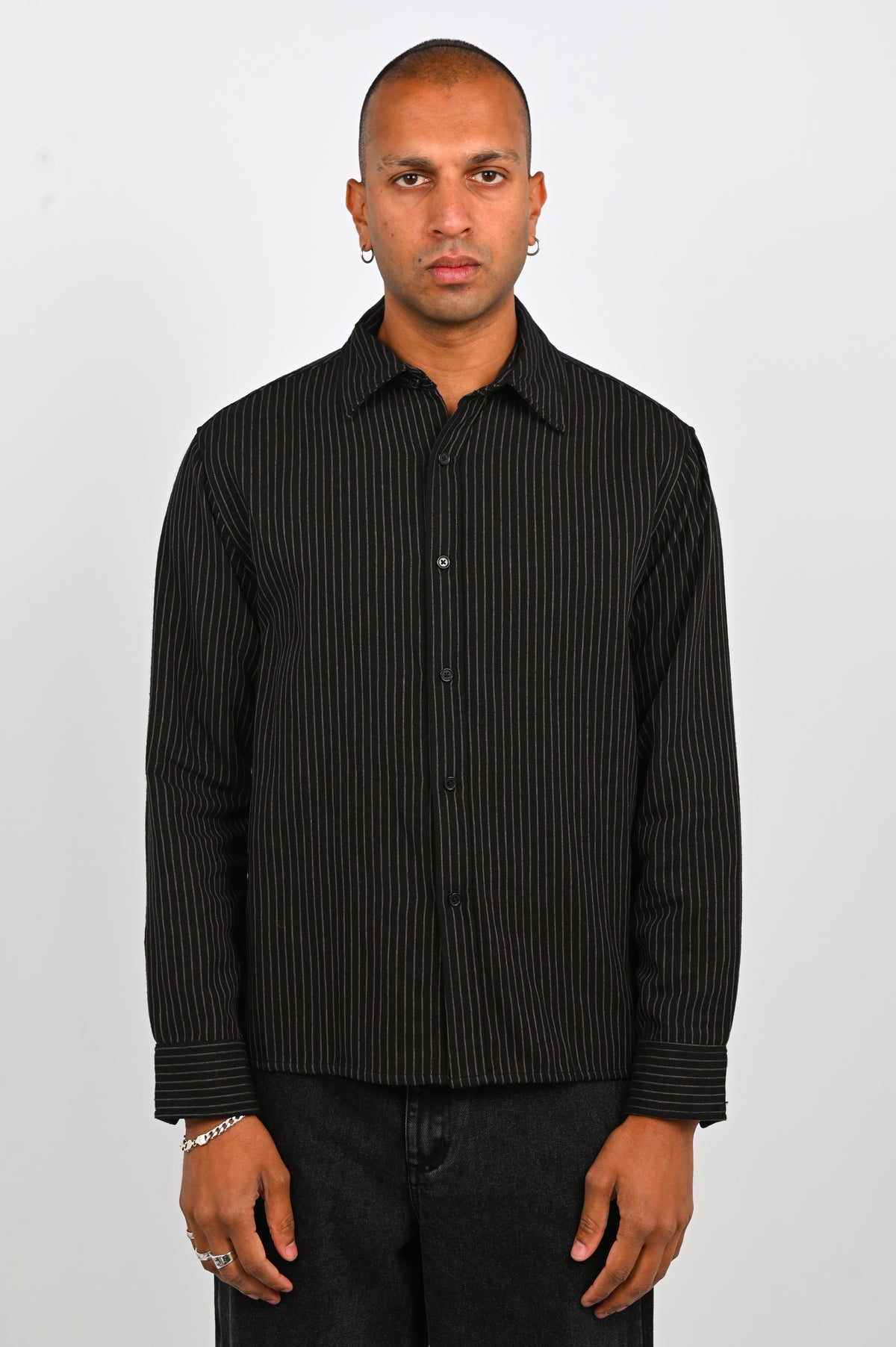 Beach Brains 'Hold' LS Shirt in Black Stripe
