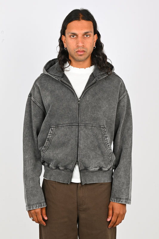 Beach Brains 'Tour' Zip Hood in Black Snow