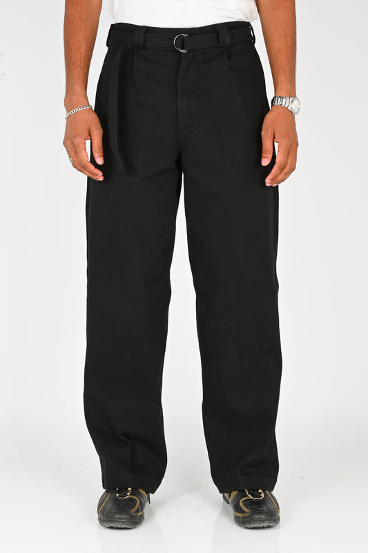 Beach Brains Pleated Work Pant in Jet Black