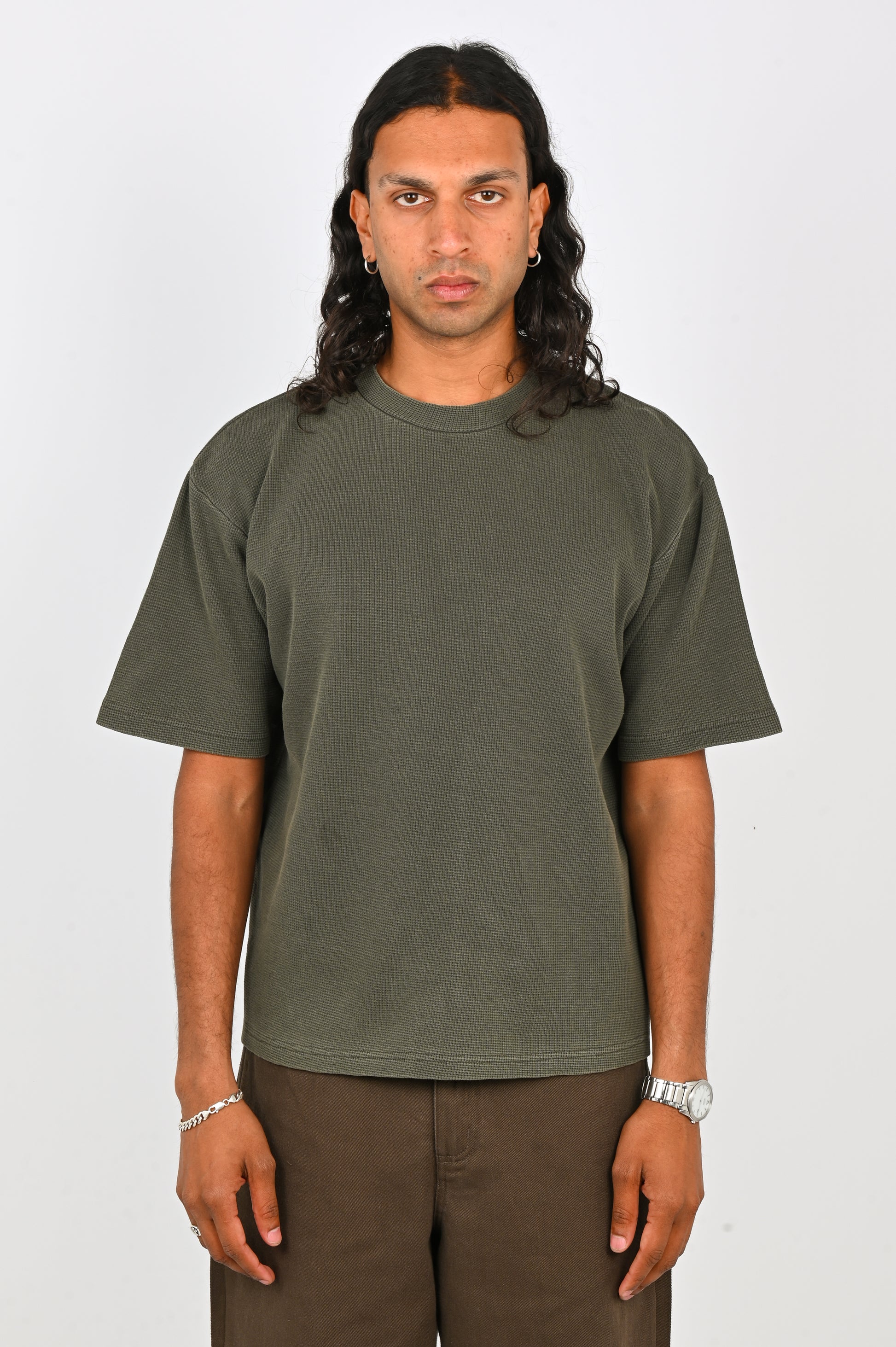 Beach Brains 'Dream' Waffle Tee in Fatigue