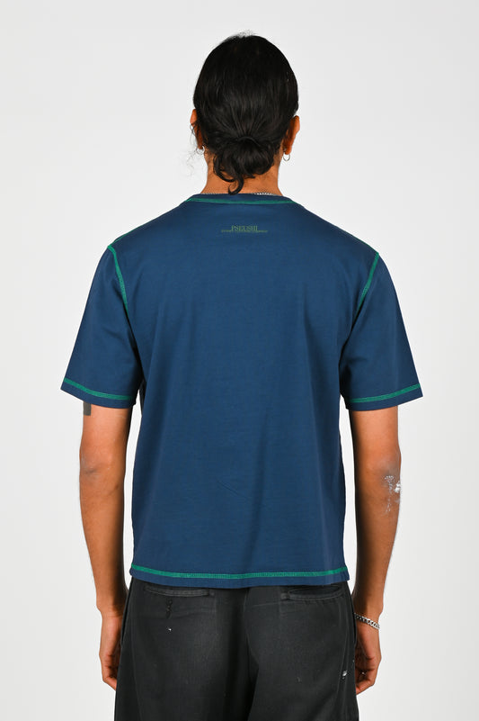 Pseushi 'Contrast Stitch' Tee in Navy