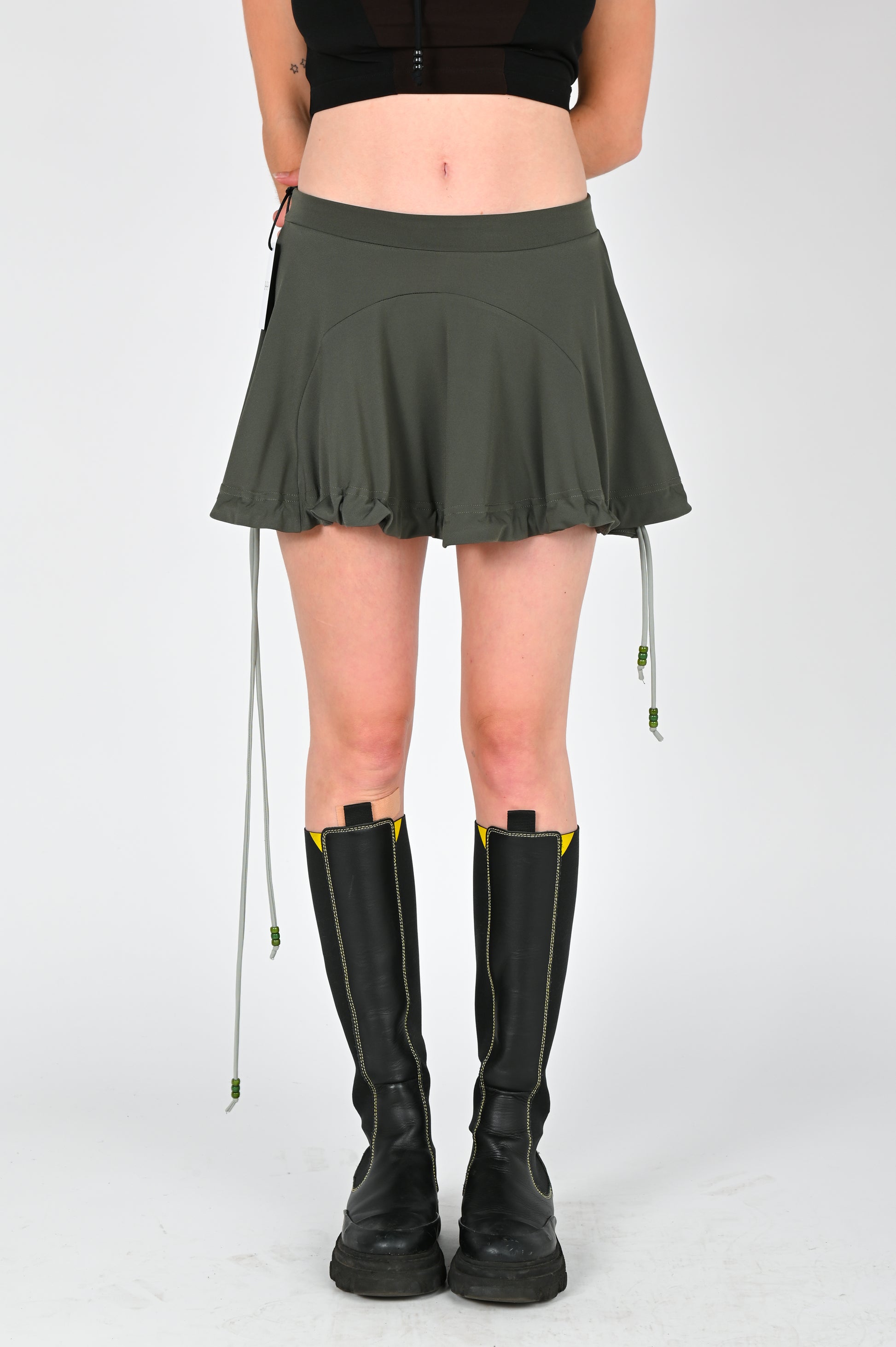 B-R-B 'Deflated Bubble' Mini Skirt in Swamp Green