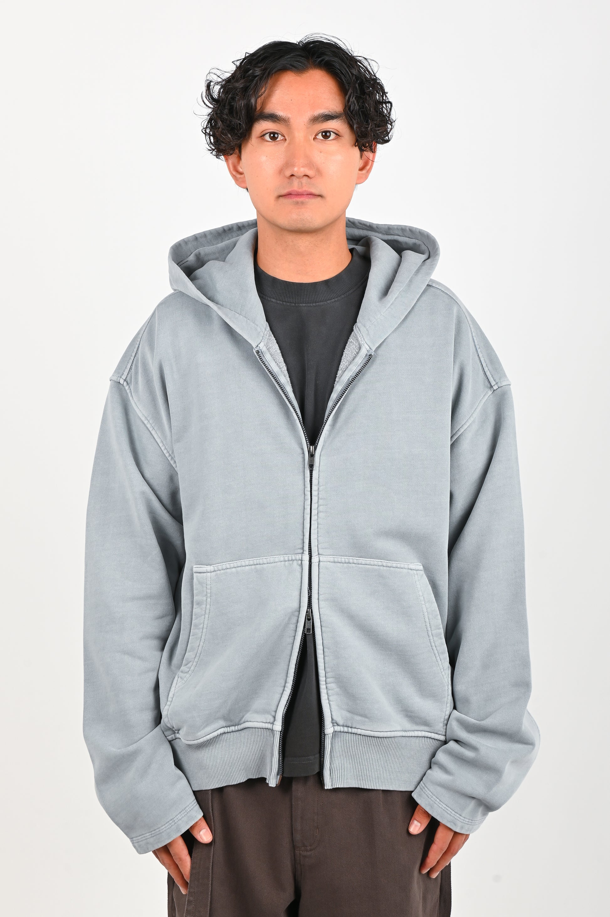 Beach Brains 'Bomber' Zip Hoodie in Steel