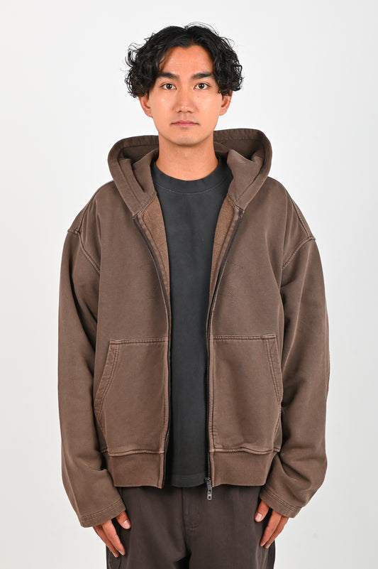 Beach Brains 'Star Bomber' Zip Hoodie in Chocolate