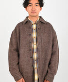 Beach Brains Wool Over Shirt in Brown