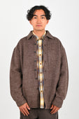 Beach Brains Wool Over Shirt in Brown