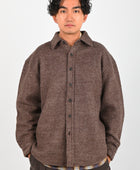 Beach Brains Wool Over Shirt in Brown