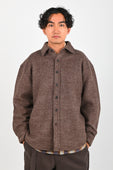 Beach Brains Wool Over Shirt in Brown