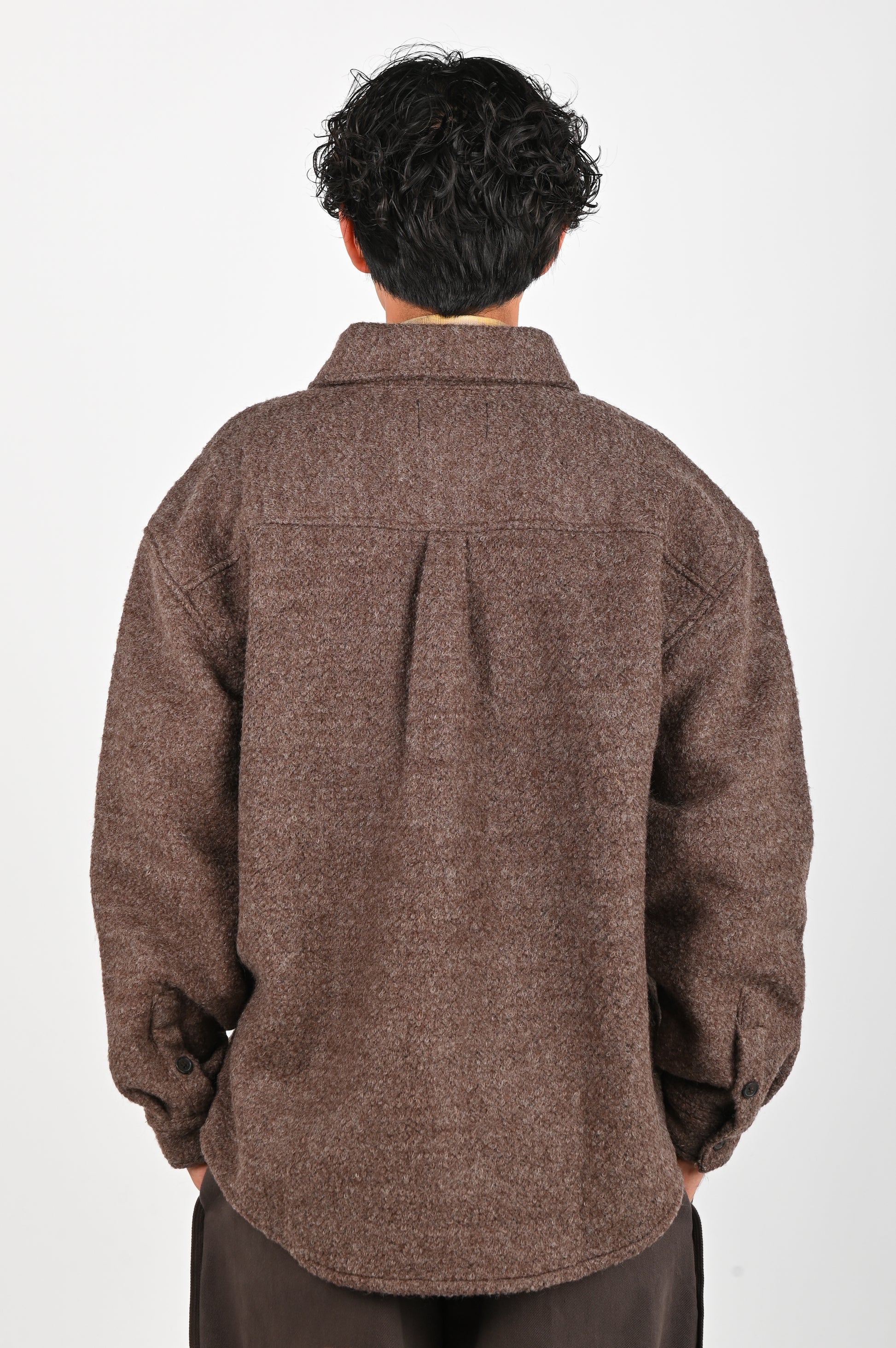 Beach Brains Wool Over Shirt in Brown