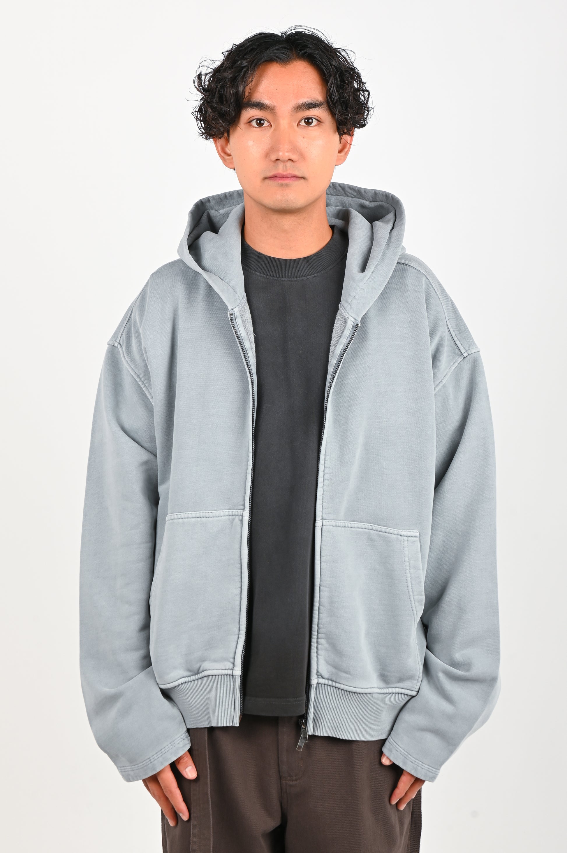 Beach Brains 'Bomber' Zip Hoodie in Steel
