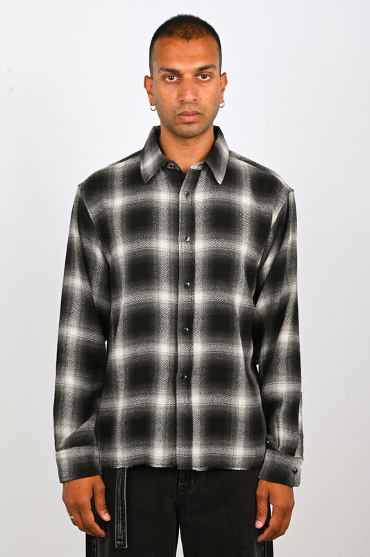 Beach Brains 'Hold' LS Shirt in Black Plaid