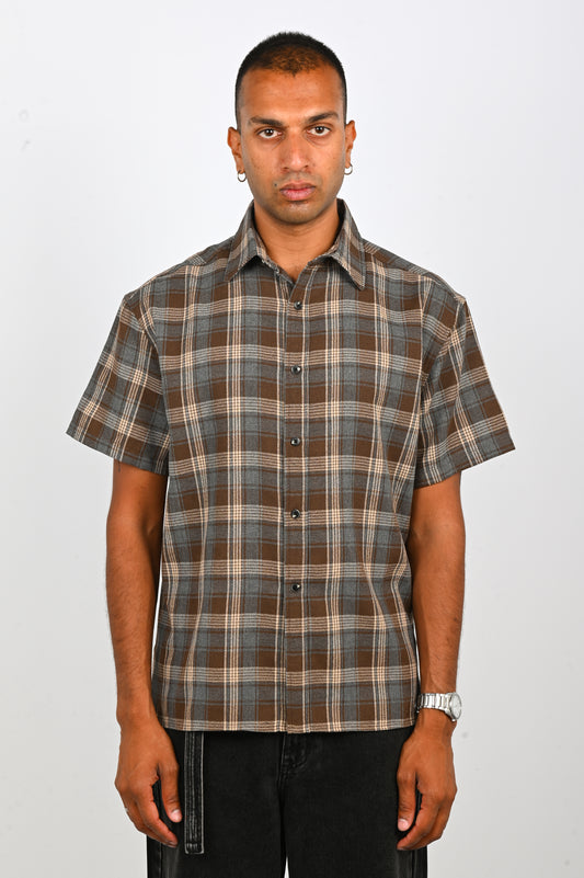 Beach Brains 'Hold' SS Shirt in Brown/Blue