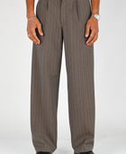Beach Brains 'Limit' Trouser in Brown Pinstripe